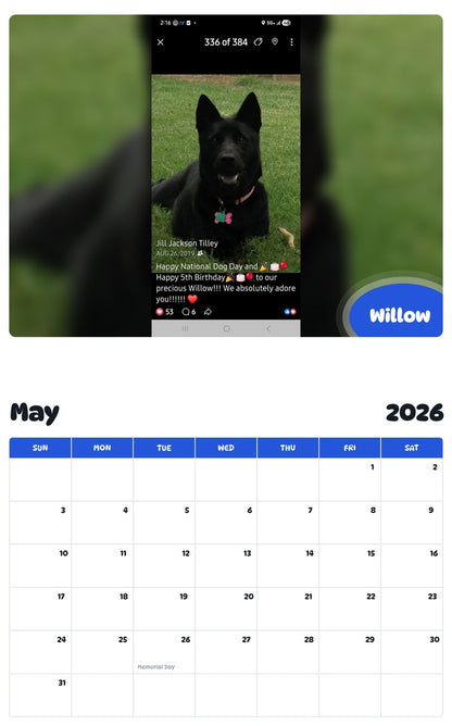 2026 - 2027 Willow - Pawidols Pet Calendar
