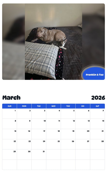 November 2025 - October 2026 Franklin & Taz - Pawidols Pet Calendar