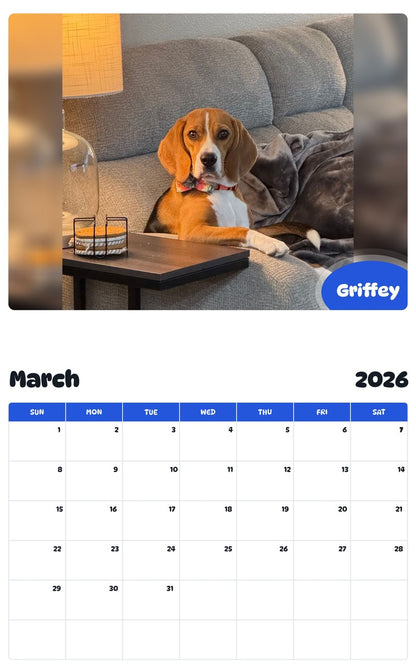 November 2025 - October 2026 Griffey - Pawidols Pet Calendar