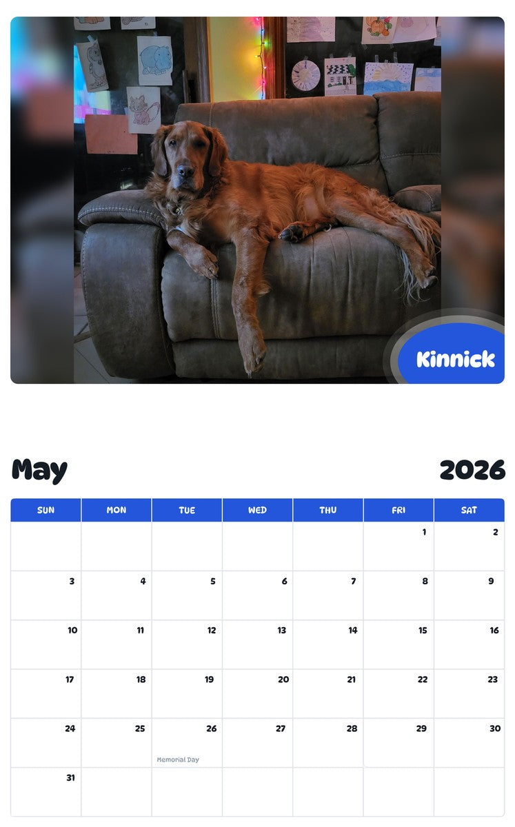 2026 - 2027 Kinnick - Pawidols Pet Calendar