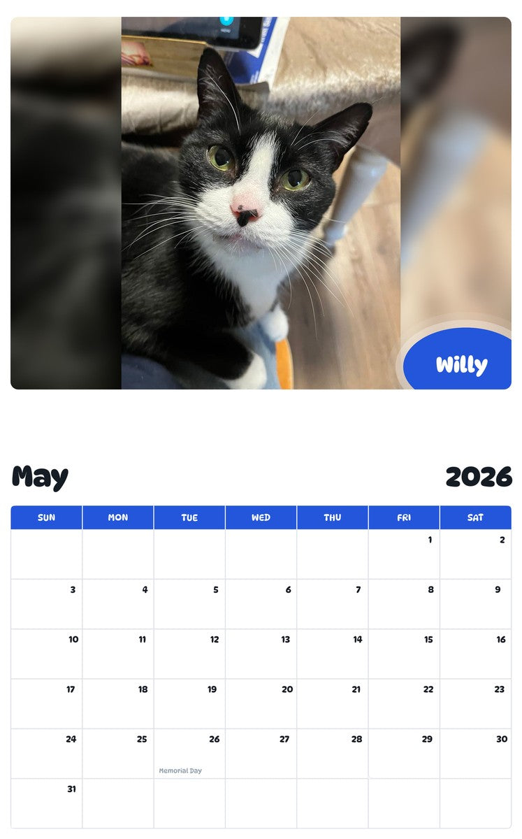 2026 - 2027 Willy - Pawidols Pet Calendar