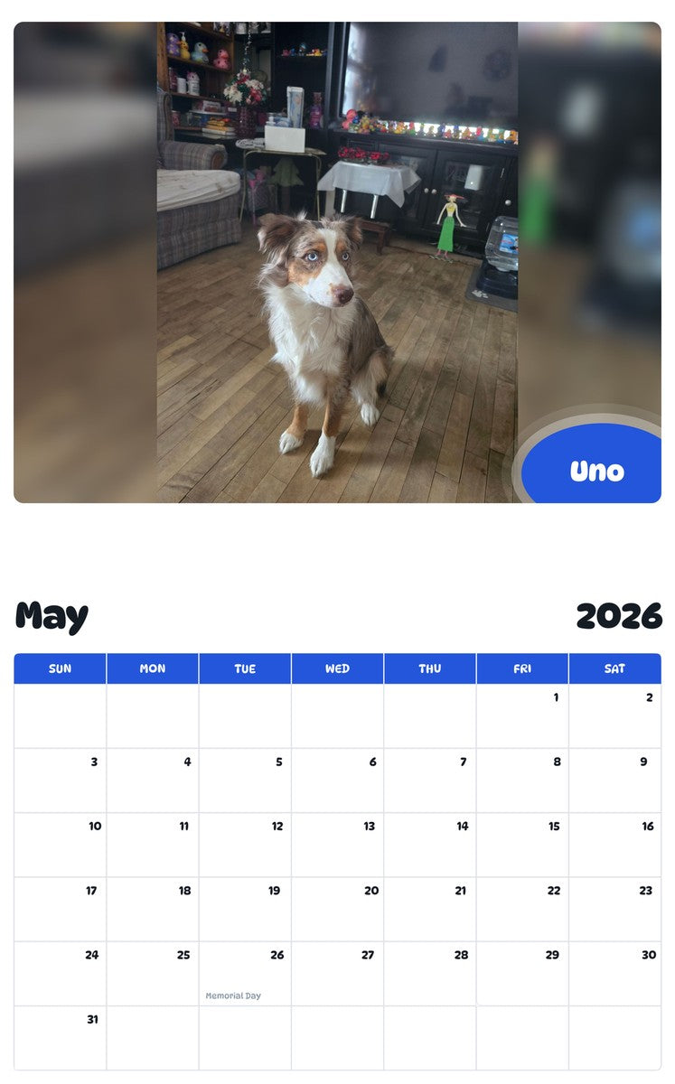 2026 - 2027 Uno - Pawidols Pet Calendar