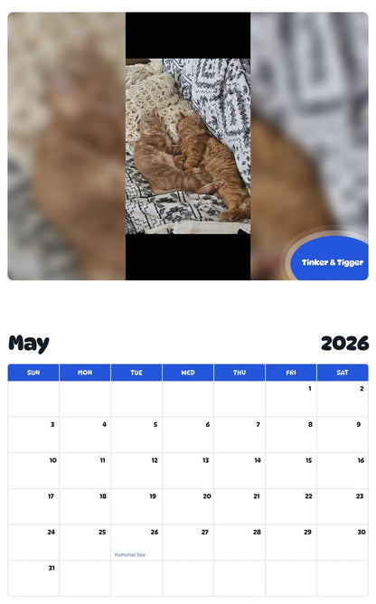 2026 - 2027 Tinker & Tigger - Pawidols Pet Calendar