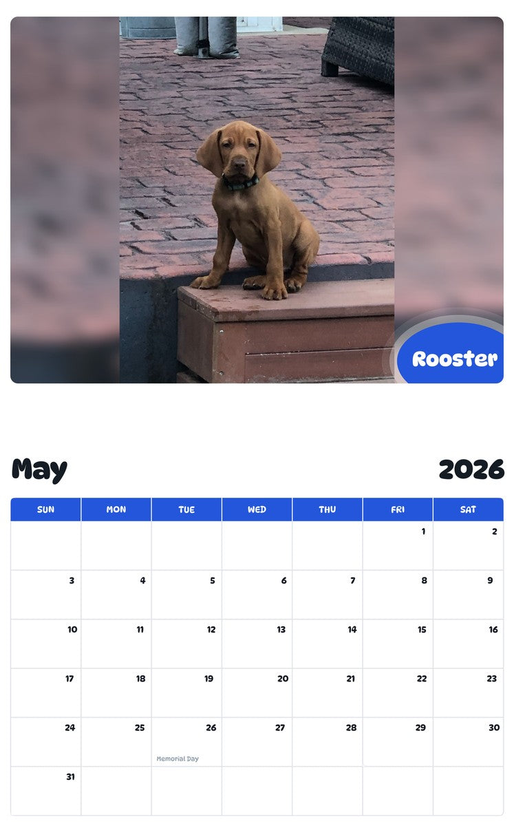 2026 - 2027 Rooster - Pawidols Pet Calendar