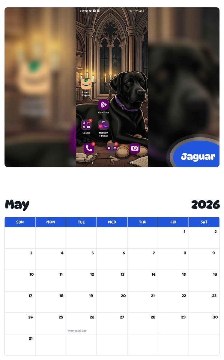 2026 - 2027 Jaguar - Pawidols Pet Calendar