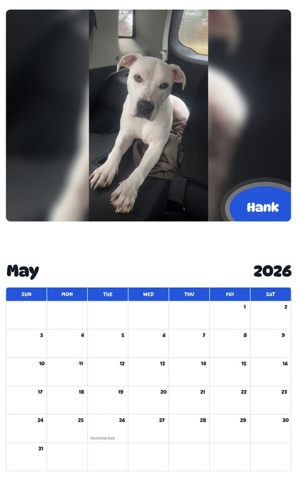 2026 - 2027 Hank - Pawidols Pet Calendar