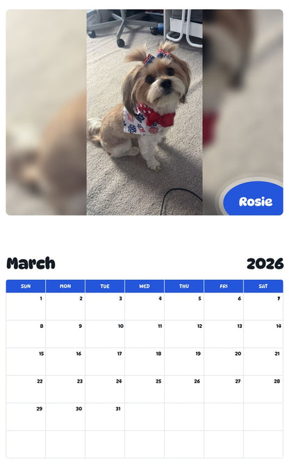 November 2025 - October 2026 Rosie - Pawidols Pet Calendar