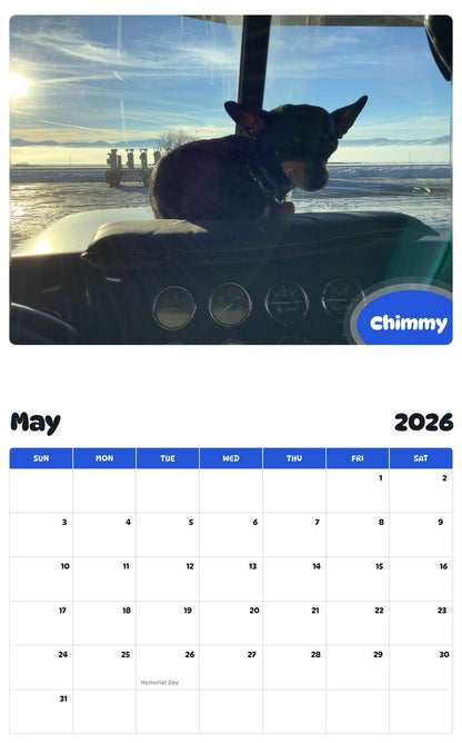 2026 - 2027 Chimmy - Pawidols Pet Calendar