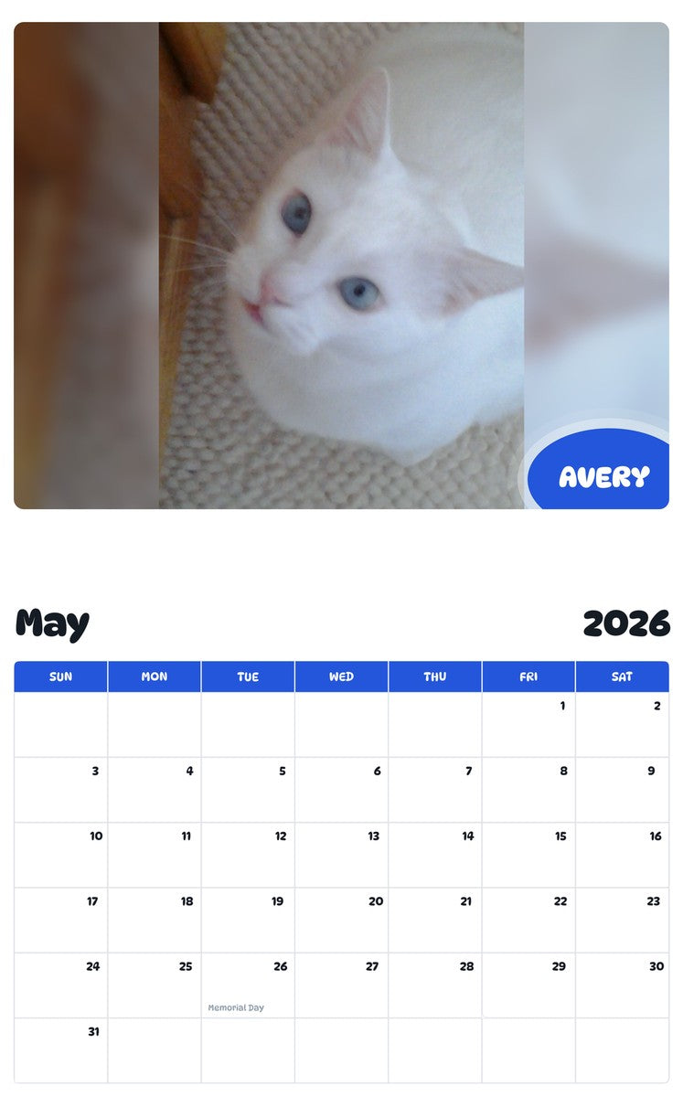 2026 - 2027 AVERY - Pawidols Pet Calendar