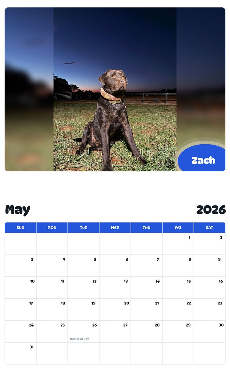 2026 - 2027 Zach - Pawidols Pet Calendar