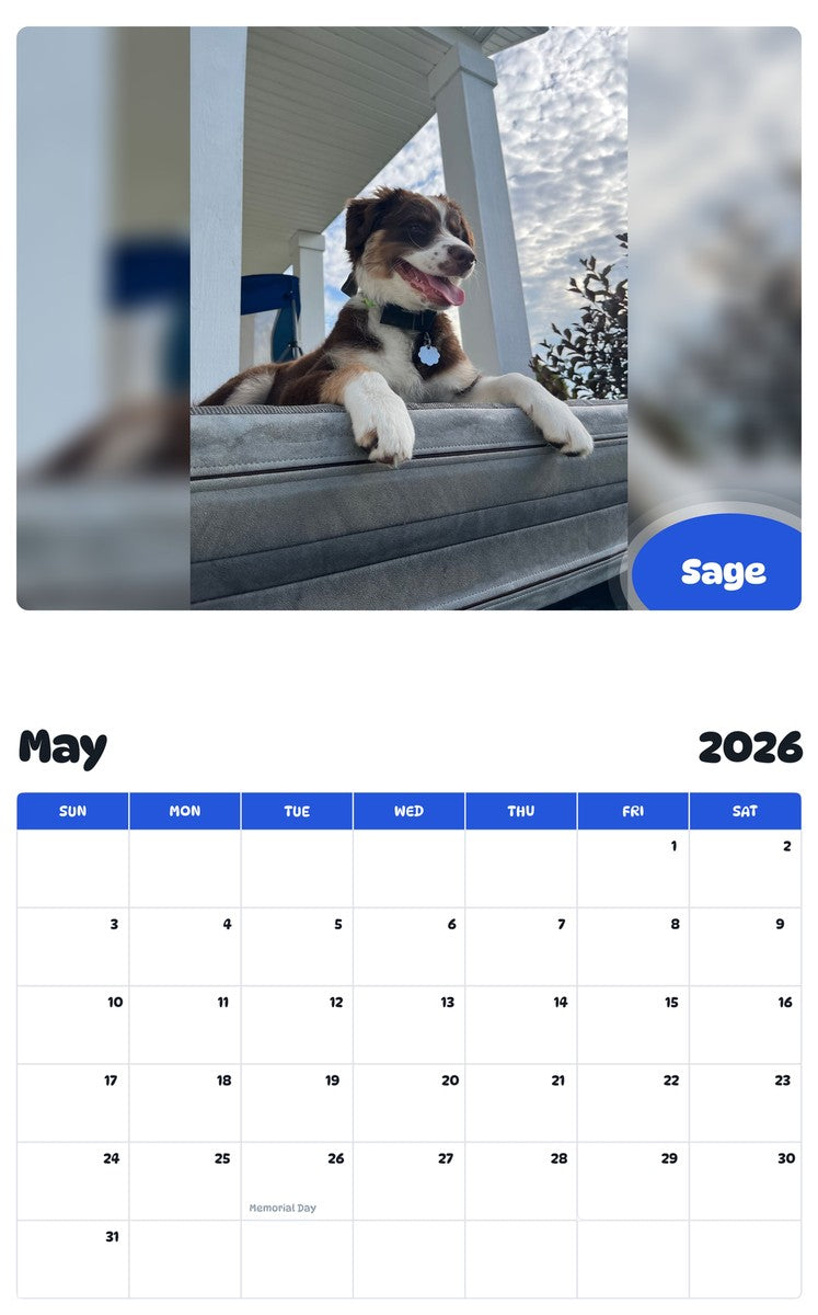 2026 - 2027 Sage - Pawidols Pet Calendar