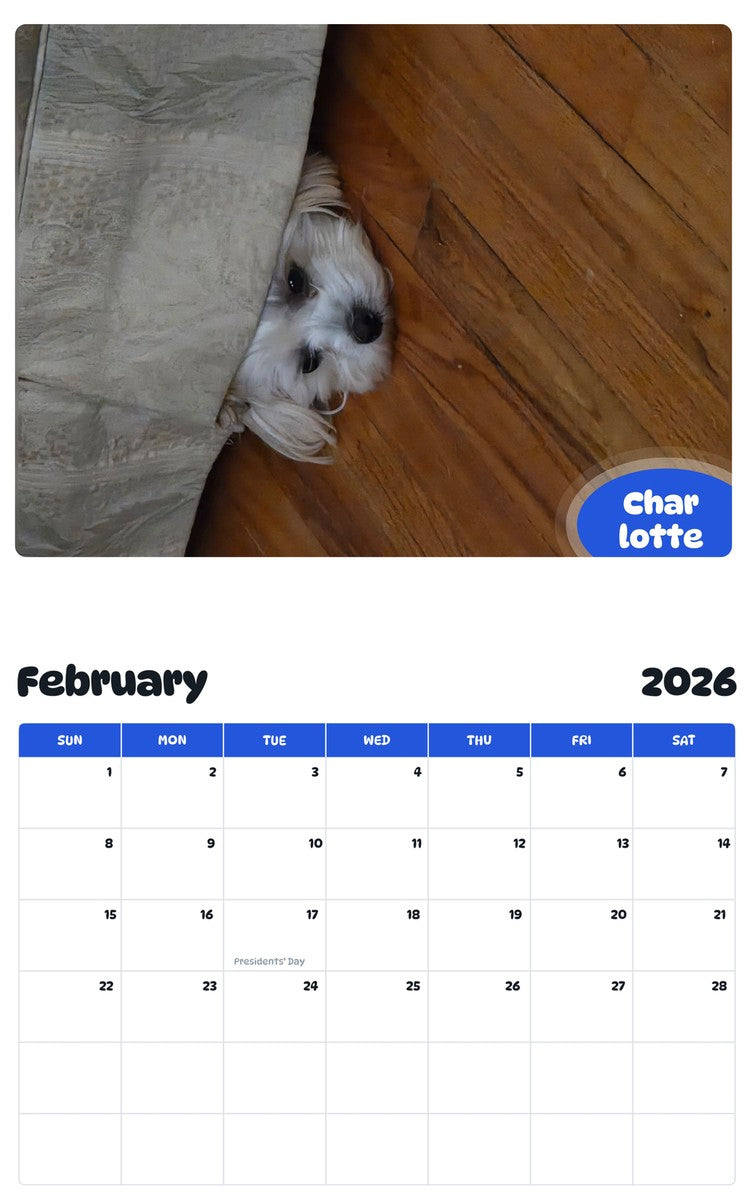 October 2025 - September 2026 Charlotte - Pawidols Pet Calendar