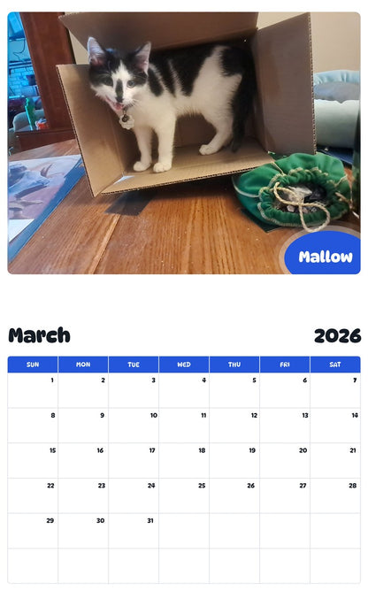 November 2025 - October 2026 Mallow - Pawidols Pet Calendar