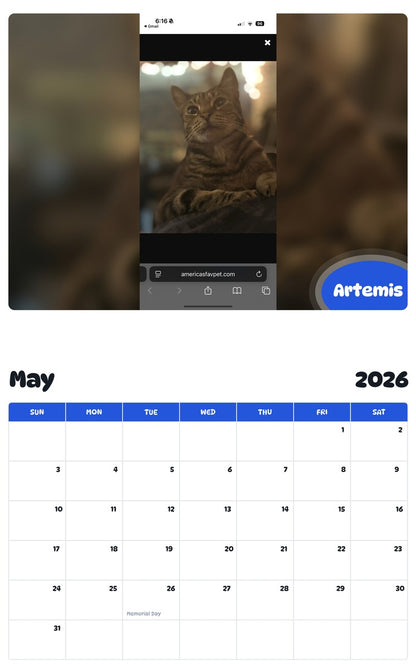 2026 - 2027 Artemis - Pawidols Pet Calendar