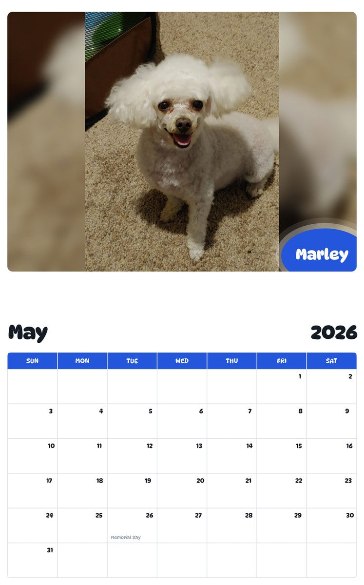 2026 - 2027 Marley - Pawidols Pet Calendar