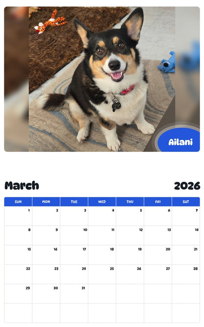 November 2025 - October 2026 Ailani - Pawidols Pet Calendar