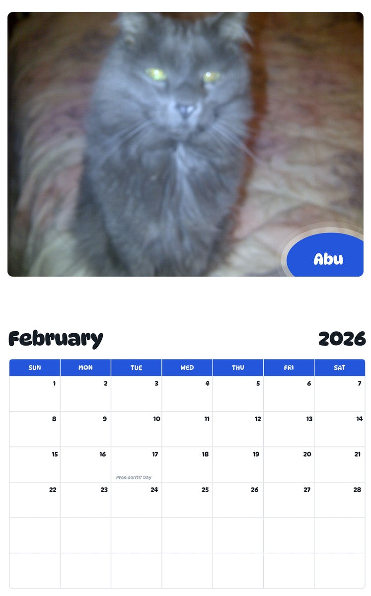 October 2025 - September 2026 Abu - Pawidols Pet Calendar