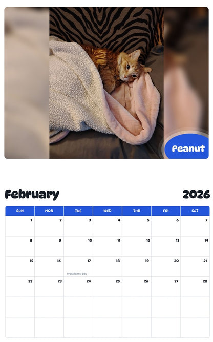 October 2025 - September 2026 Peanut - Pawidols Pet Calendar