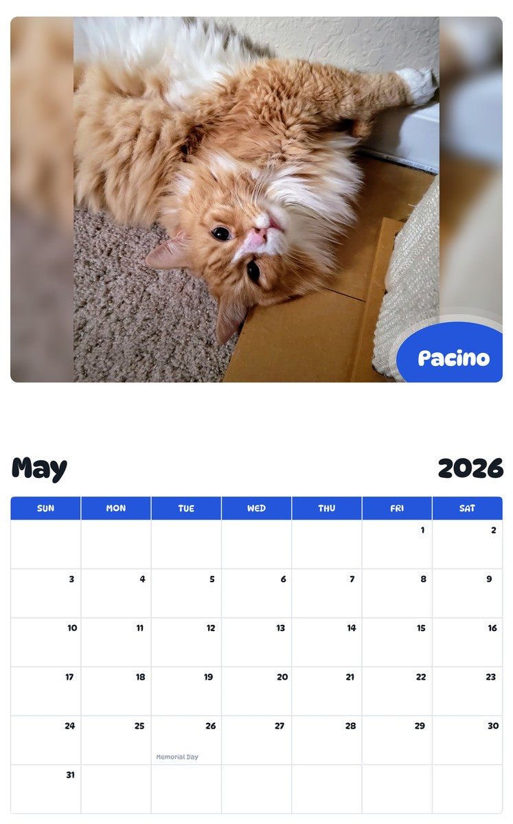 2026 - 2027 Pacino - Pawidols Pet Calendar