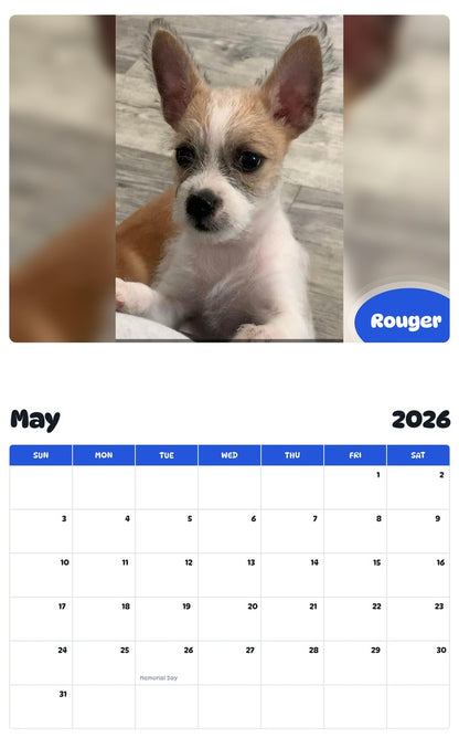 2026 - 2027 Rouger - Pawidols Pet Calendar