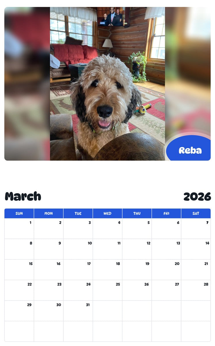 November 2025 - October 2026 Reba - Pawidols Pet Calendar