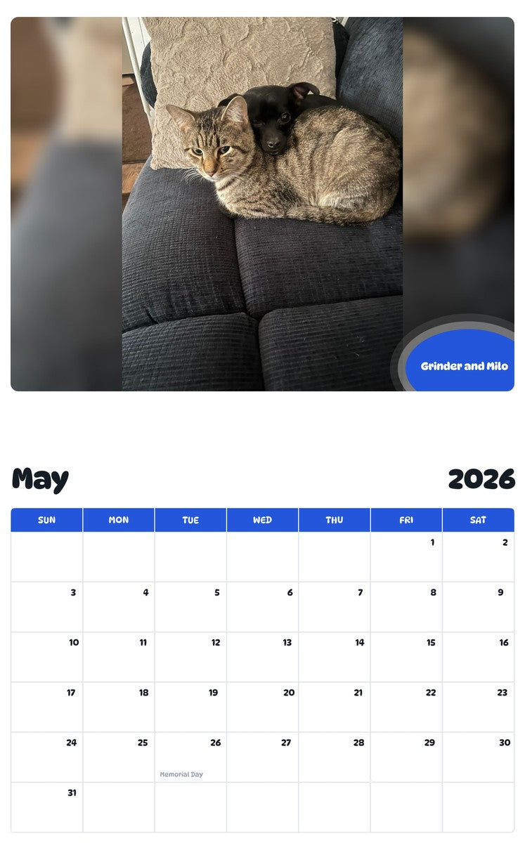 2026 - 2027 Grinder and Milo - Pawidols Pet Calendar