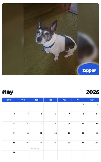 2026 - 2027 Zipper - Pawidols Pet Calendar