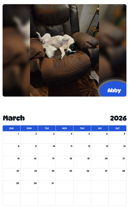 November 2025 - October 2026 Abby - Pawidols Pet Calendar