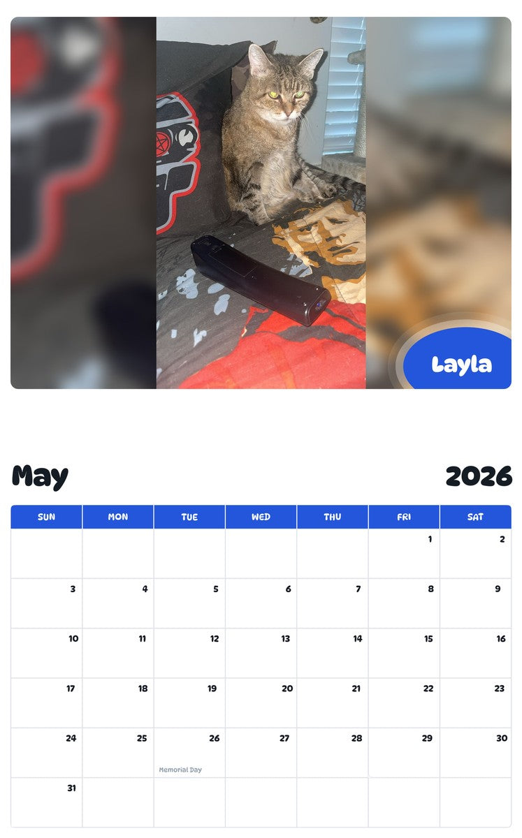 2026 - 2027 Layla - Pawidols Pet Calendar