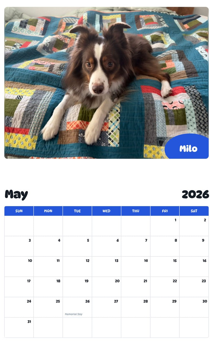 2026 - 2027 Milo - Pawidols Pet Calendar