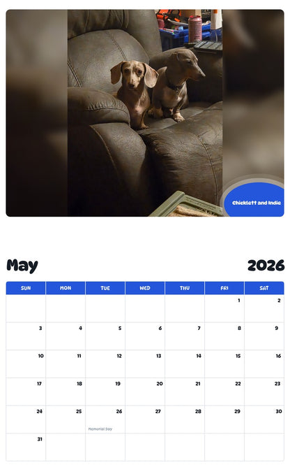 2026 - 2027 Chicklett and Indie - Pawidols Pet Calendar