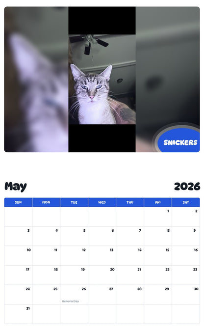2026 - 2027 SNICKERS - Pawidols Pet Calendar