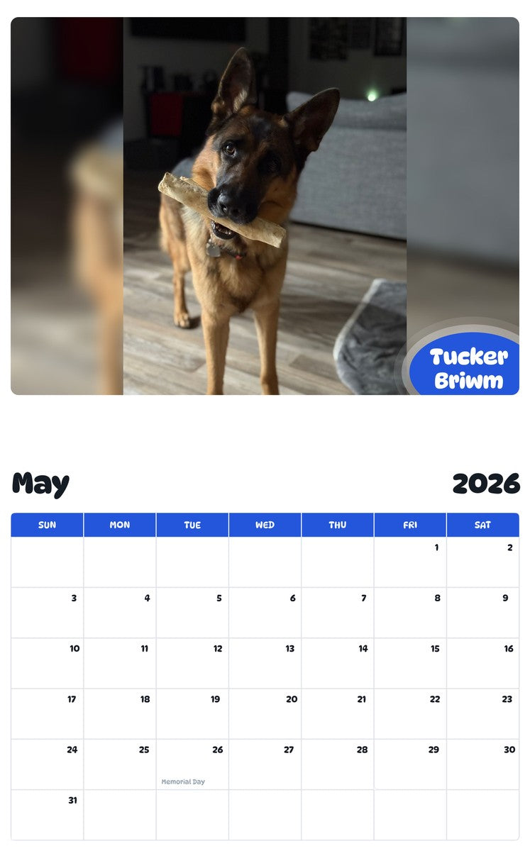 2026 - 2027 Tucker Briwm - Pawidols Pet Calendar