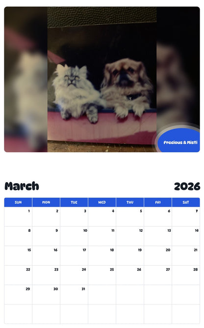 November 2025 - October 2026 Precious & Misti - Pawidols Pet Calendar