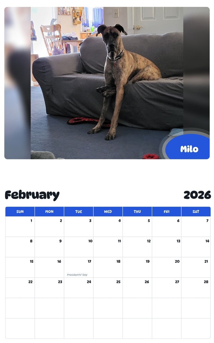 October 2025 - September 2026 Milo - Pawidols Pet Calendar