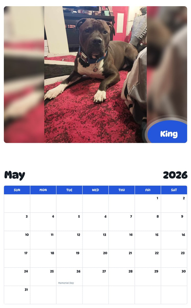 2026 - 2027 King - Pawidols Pet Calendar