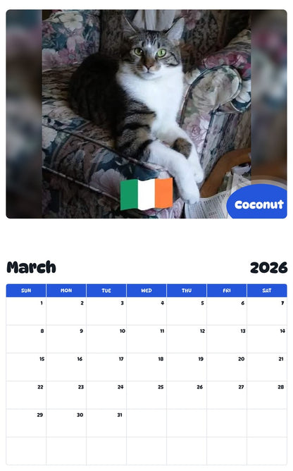 November 2025 - October 2026 Coconut - Pawidols Pet Calendar