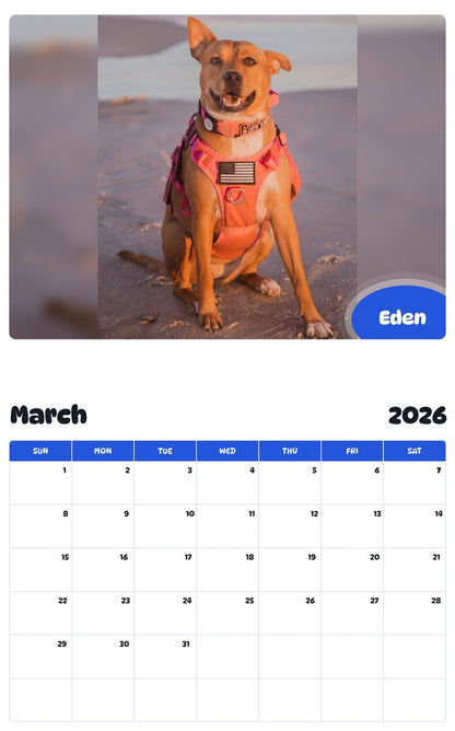November 2025 - October 2026 Eden - Pawidols Pet Calendar