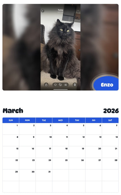 November 2025 - October 2026 Enzo - Pawidols Pet Calendar