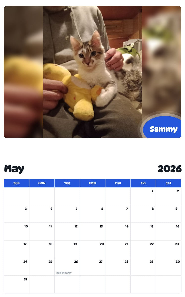 2026 - 2027 Ssmmy - Pawidols Pet Calendar