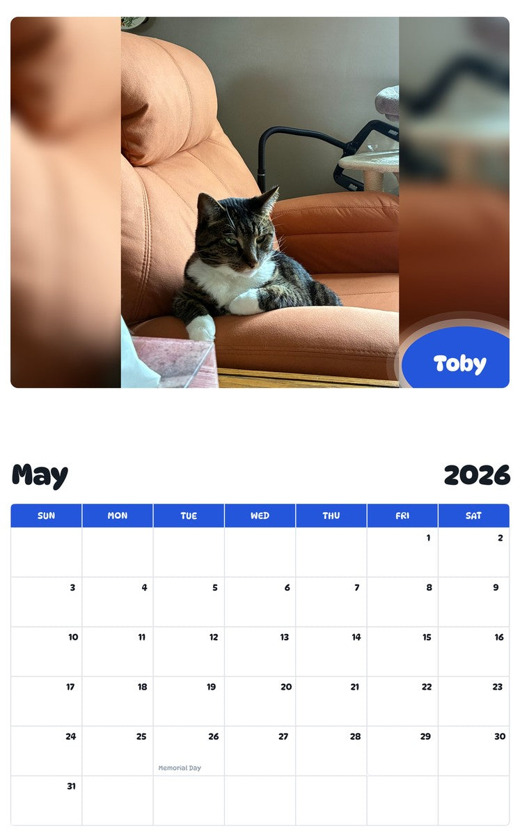 2026 - 2027 Toby - Pawidols Pet Calendar