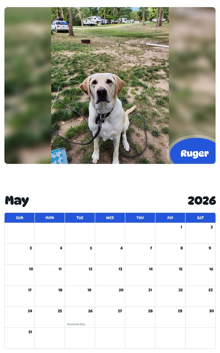2026 - 2027 Ruger - Pawidols Pet Calendar