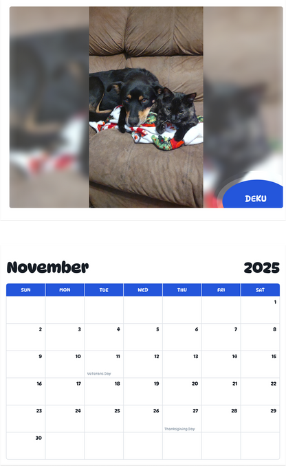 July 2025 - June 2026 Deku - Pawidols Pet Calendar