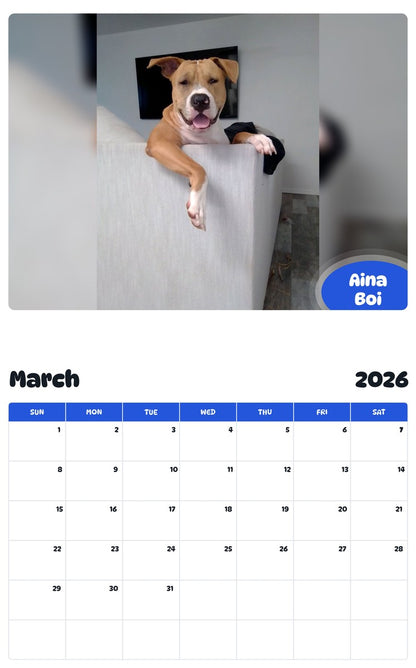 November 2025 - October 2026 Aina Boi - Pawidols Pet Calendar