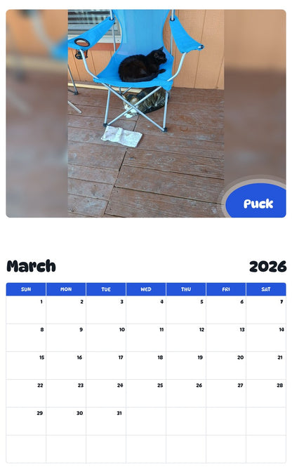 November 2025 - October 2026 Puck - Pawidols Pet Calendar