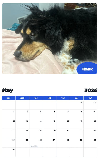 2026 - 2027 Hank - Pawidols Pet Calendar