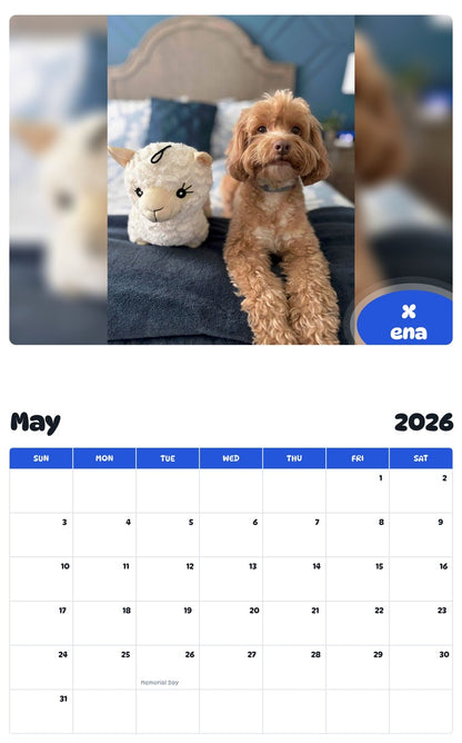 2026 - 2027 X ena - Pawidols Pet Calendar