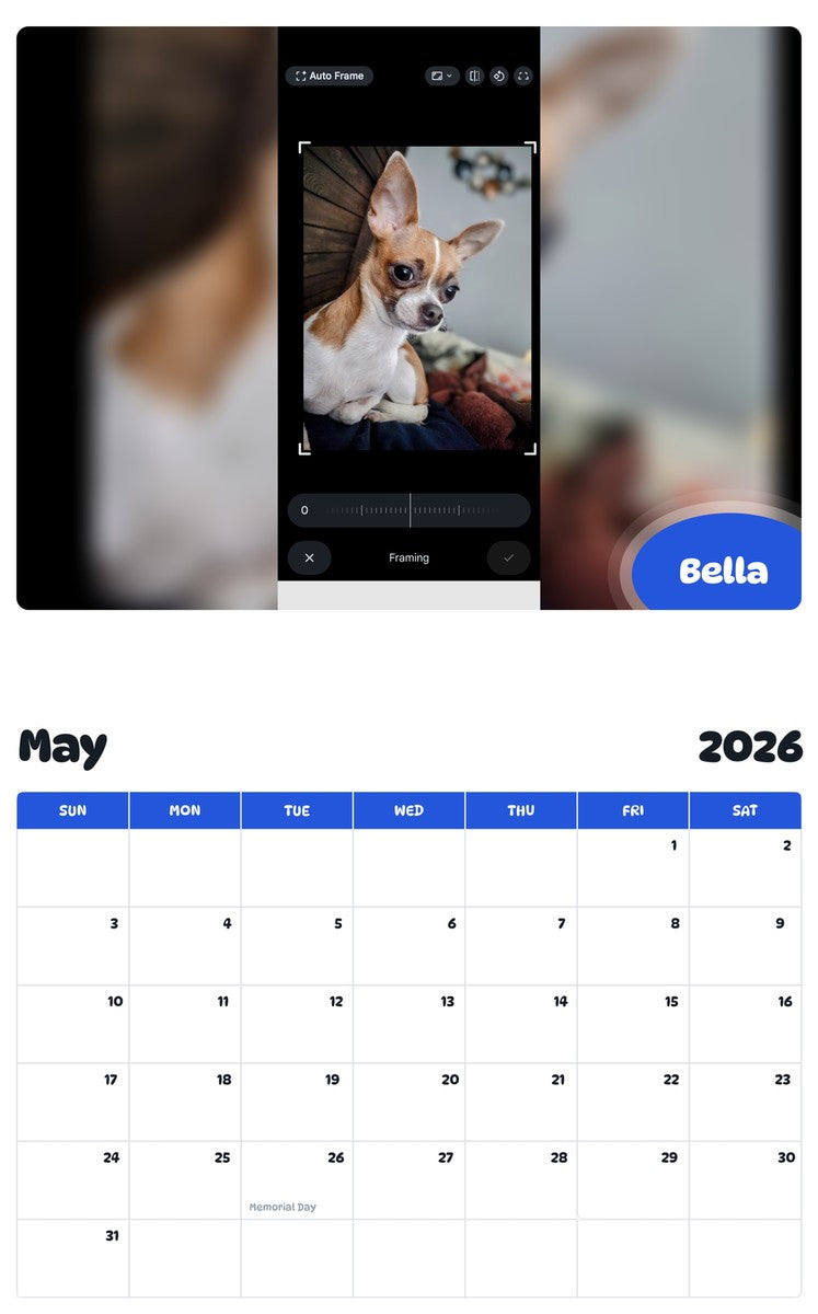 2026 - 2027 Bella - Pawidols Pet Calendar