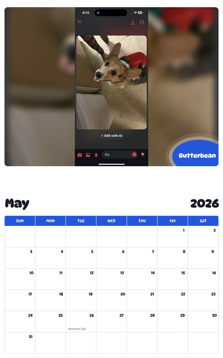2026 - 2027 Butterbean - Pawidols Pet Calendar