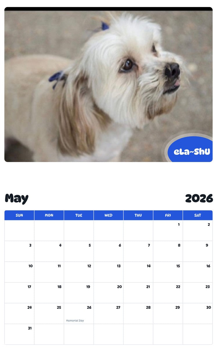 2026 - 2027 eLa~ShU - Pawidols Pet Calendar